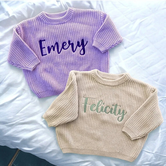 Chunky Oversized Embroidered Baby & Toddler Sweater