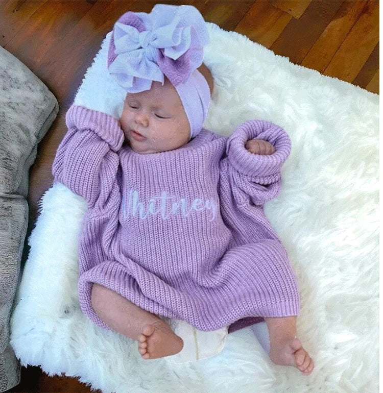 Chunky Oversized Embroidered Baby & Toddler Sweater