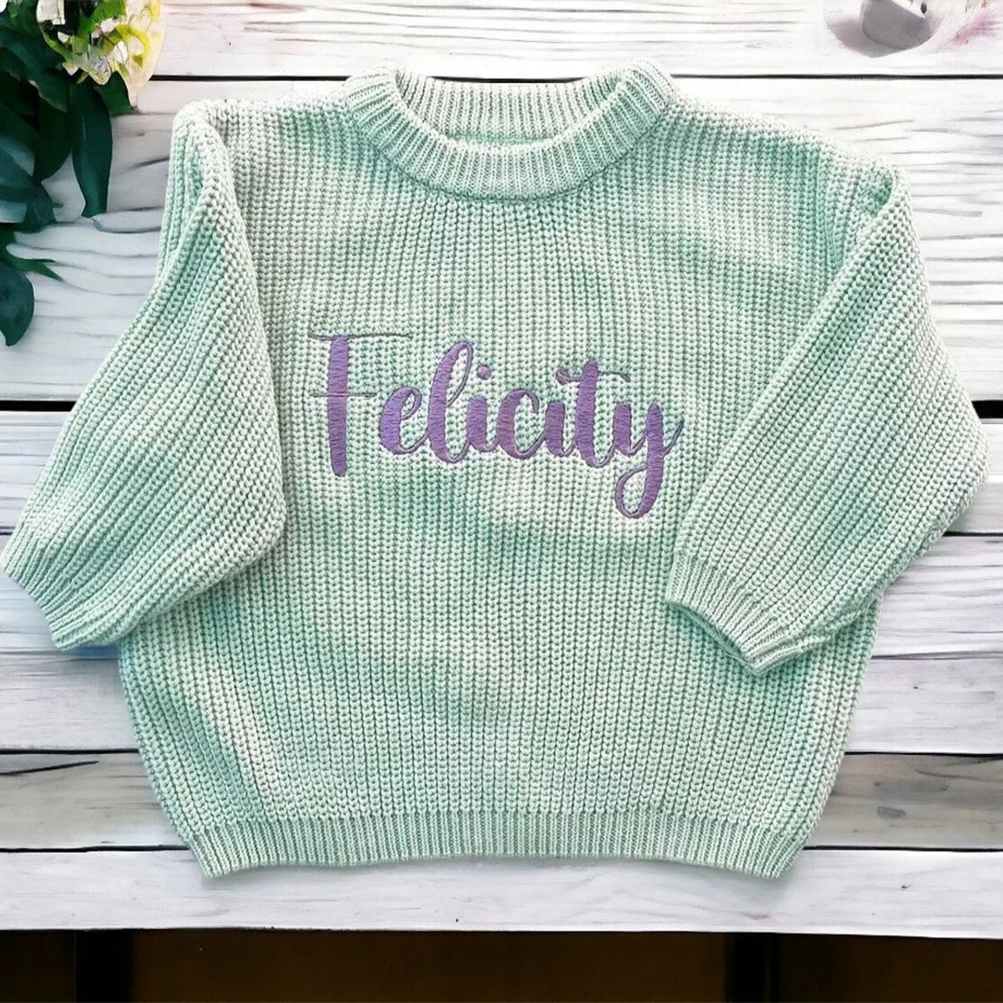 Chunky Oversized Embroidered Baby & Toddler Sweater