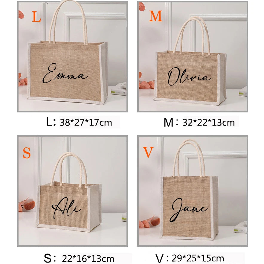 Custom Name Jute Handbag